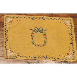 Antique Floral Wreath Needlepoint 20x13